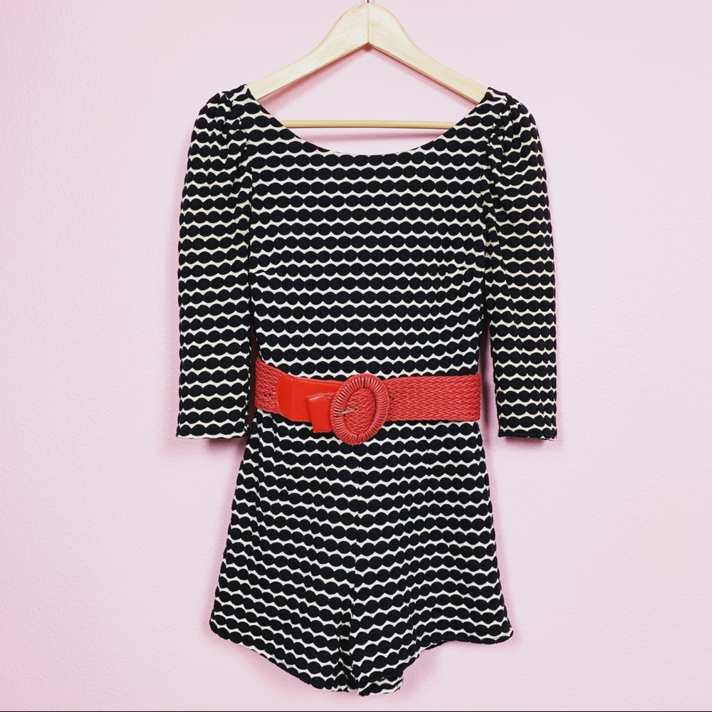Ark & Co Black and White Mod Romper, Size Small